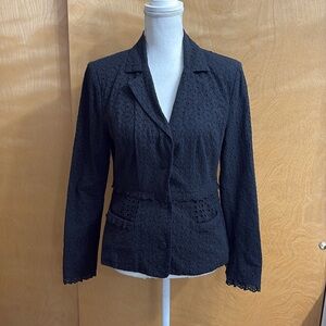 Cabi Flamenco Black Eyelet Button Up Blazer Jacket Size 4